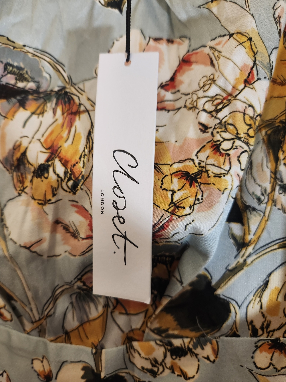 Closet London Blue Floral Fit & Flare Tie Waist Dress Size 6 - Picture 6 of 6